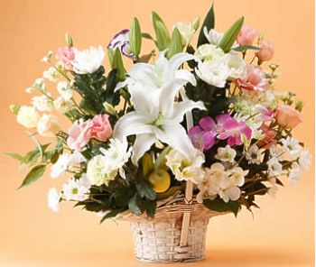 lilies sympathy basket